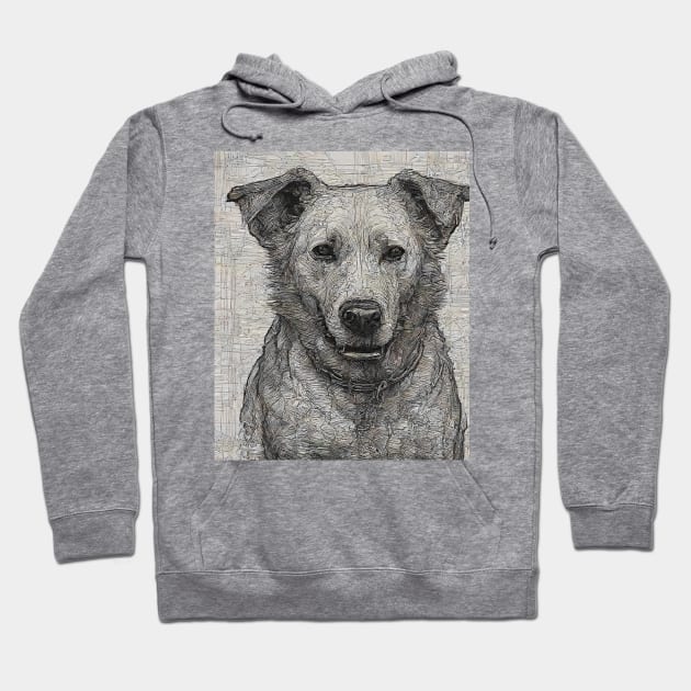 Dog Sketch Design Hoodie by Dreamy Canvas Art